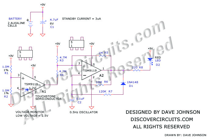 Alkaline Low Voltage Indicator designed by David Johnson, P.E.